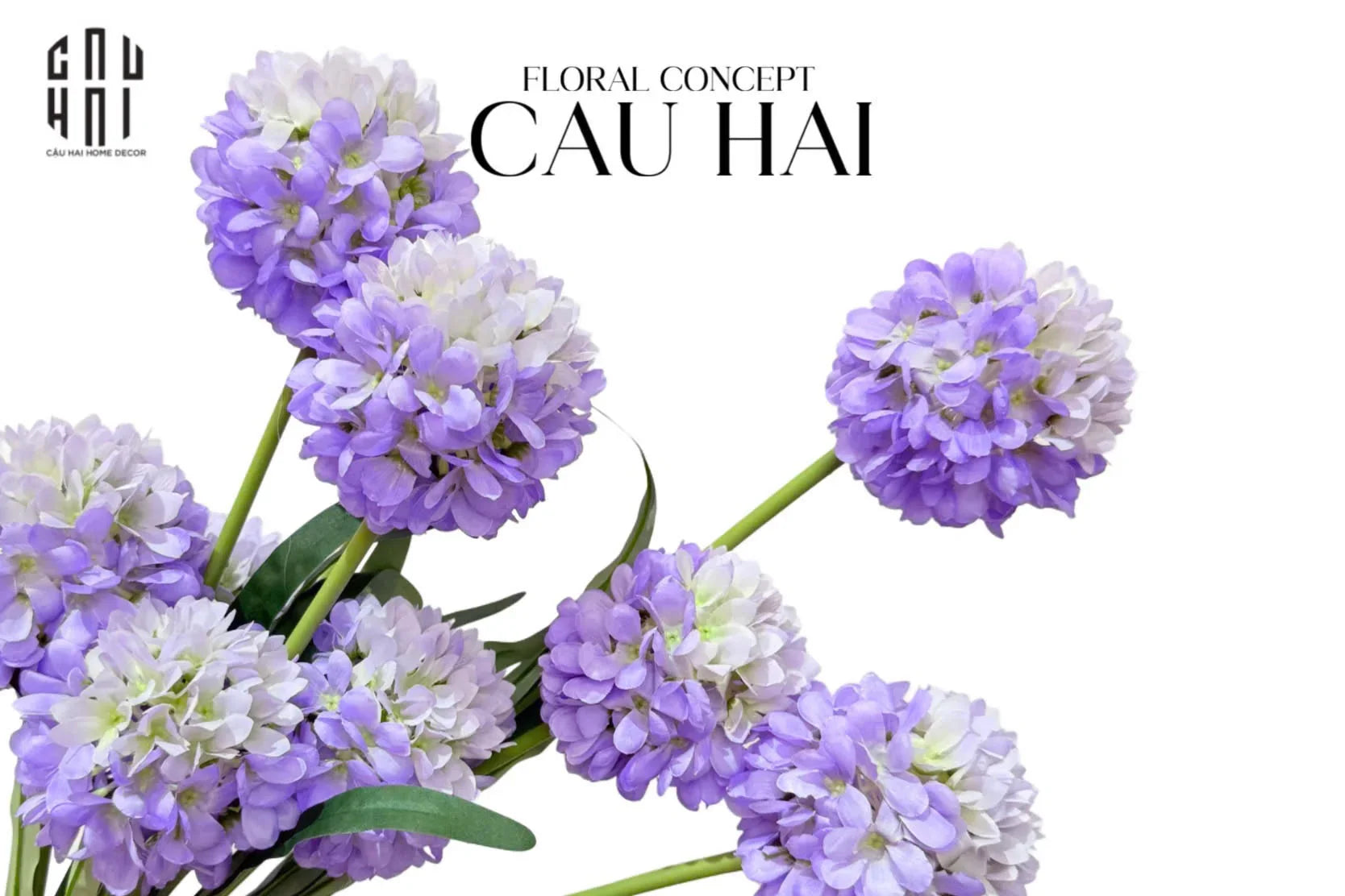 Cành 2 Hoa Hành Allium - Violet - CẬU HAI HOME DECOR
