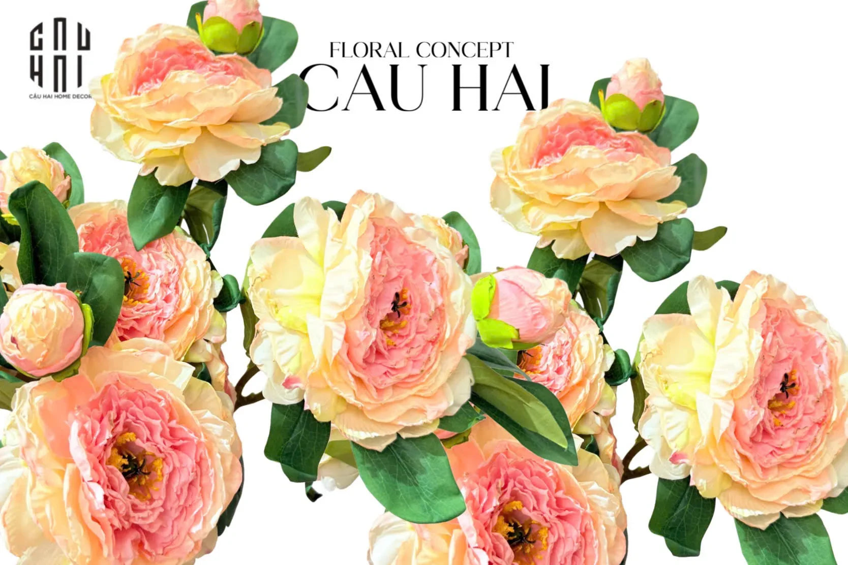 Cành Hoa Mẫu Đơn Peony Lactiflora - Baby Coral-CẬU HAI HOME DECOR