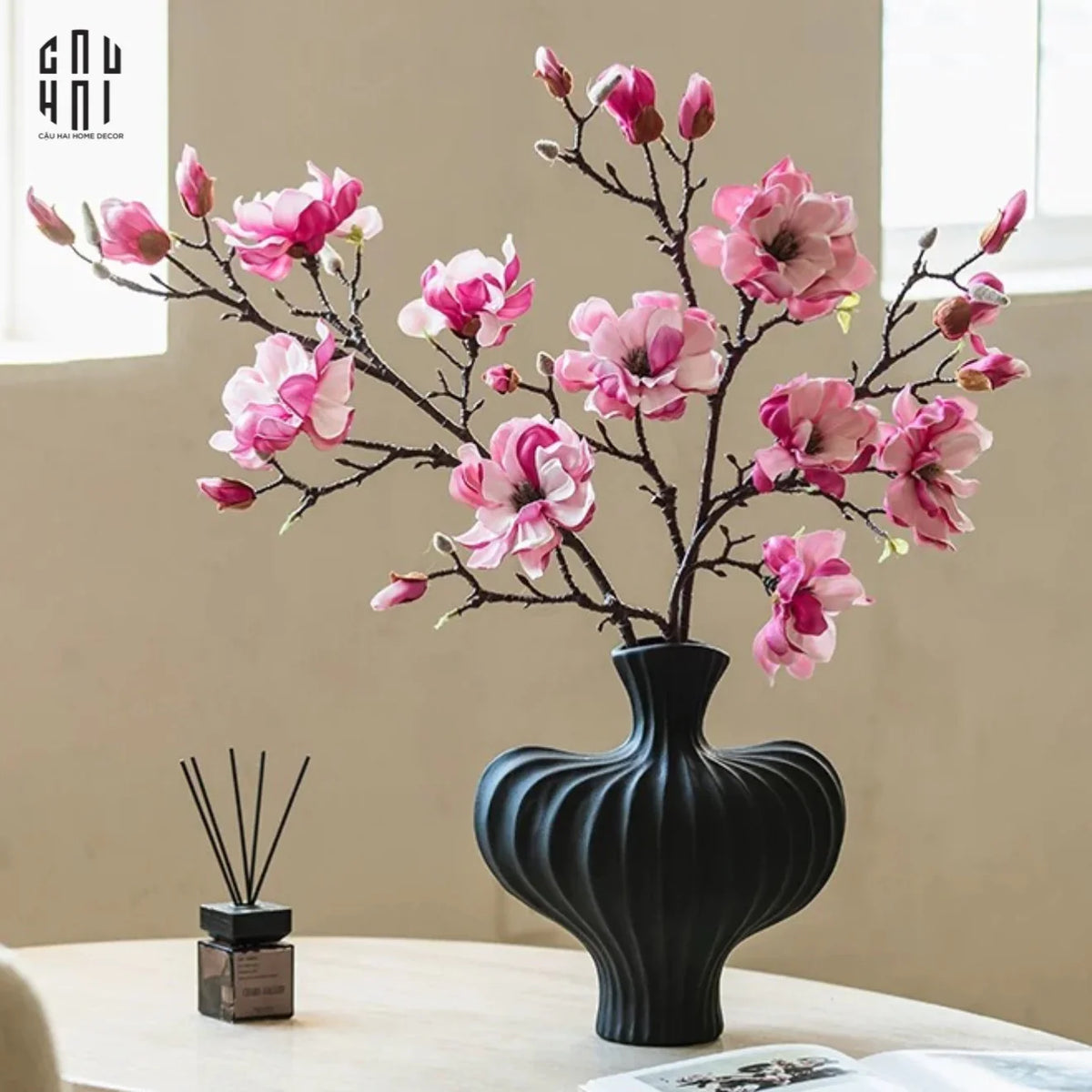 Cành Hoa Mộc Lan Magnolia Grandiflora-Hoa Lụa-CẬU HAI HOME DECOR