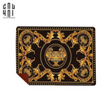 Chăn Nhung Cao Cấp Virtus Gala Black Barocco Frame - Luxury Velvet Blanket 150X200. - CẬU HAI HOME DECOR