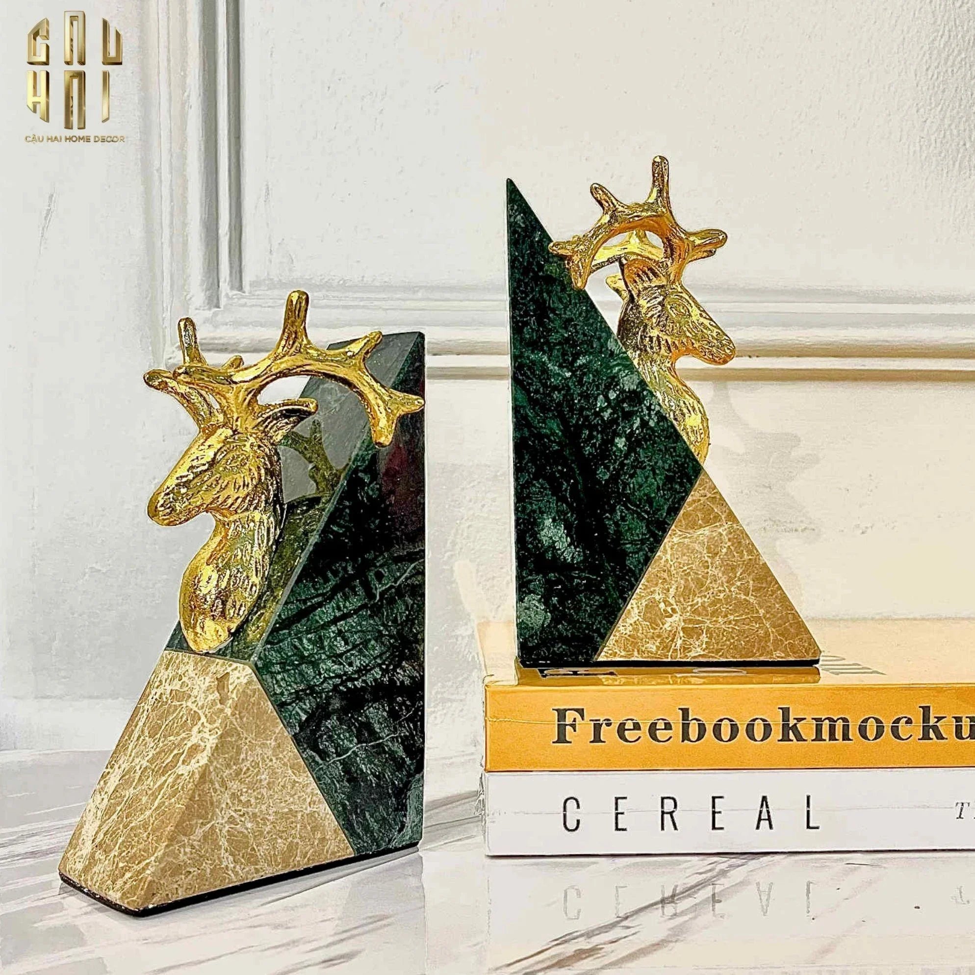 CHẶN SÁCH ĐÁ BRASSON MARBLE BOOKEND FW25-CẬU HAI HOME DECOR