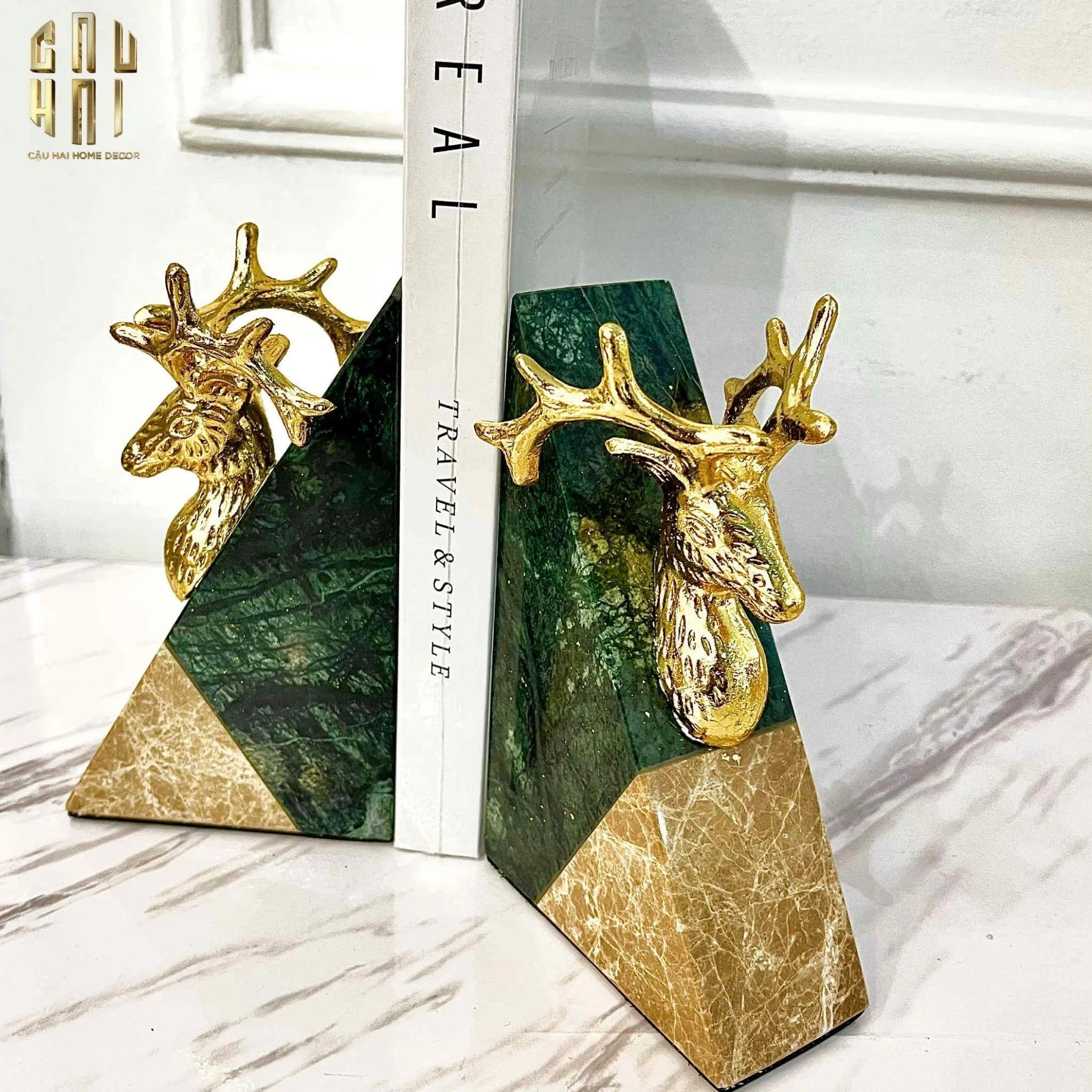 CHẶN SÁCH ĐÁ BRASSON MARBLE BOOKEND FW25-CẬU HAI HOME DECOR