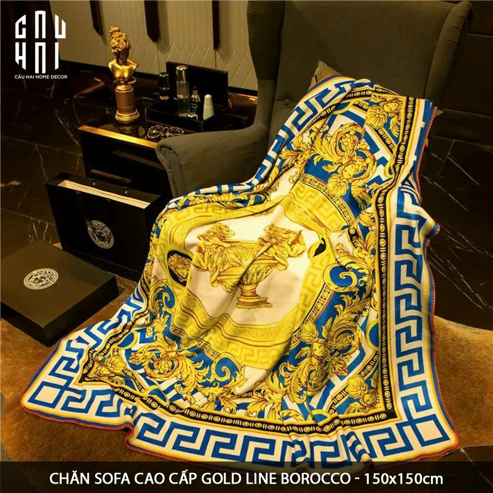 Chăn Sofa Cao Cấp Gold Line Barocco Velvet Blanket 150.-CẬU HAI HOME DECOR