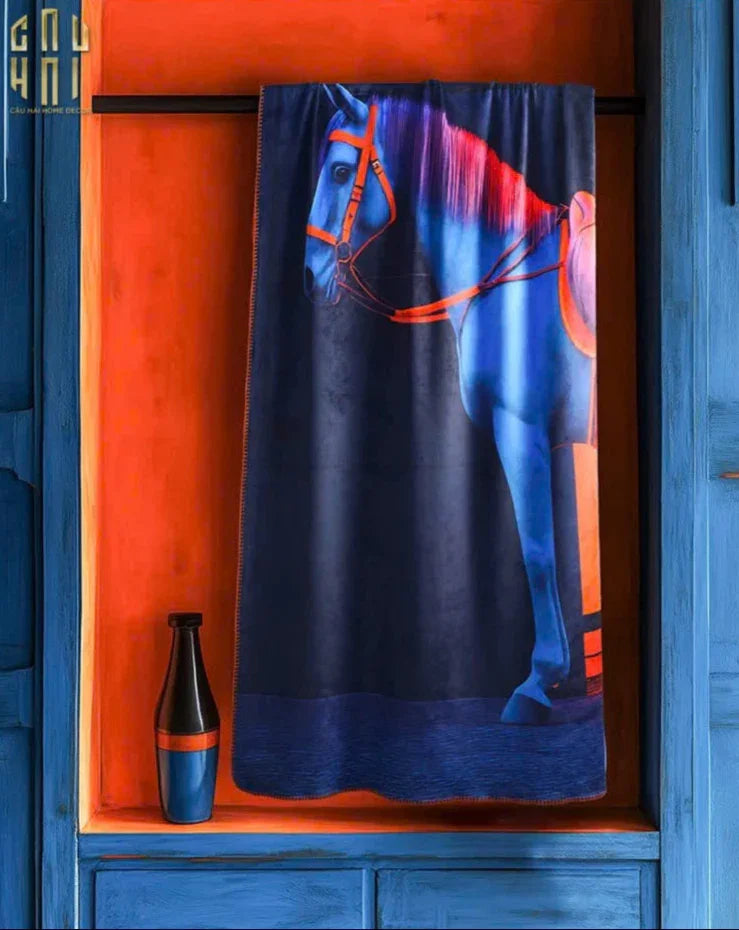 CHĂN SOFA MARINE STALLION VELVET BLANKET - 150X150-CẬU HAI HOME DECOR