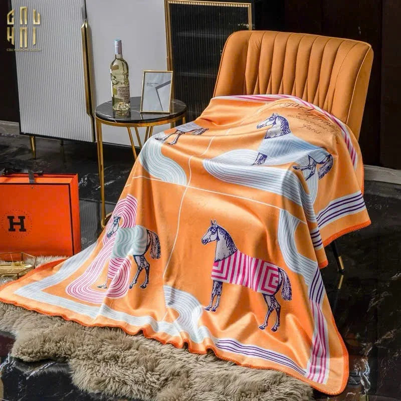 CHĂN SOFA NHUNG CAO CẤP STADE DE FRANCE - STADE DE FRANCE LUXURY VELVET BLANKET 150X150 CM-CẬU HAI HOME DECOR