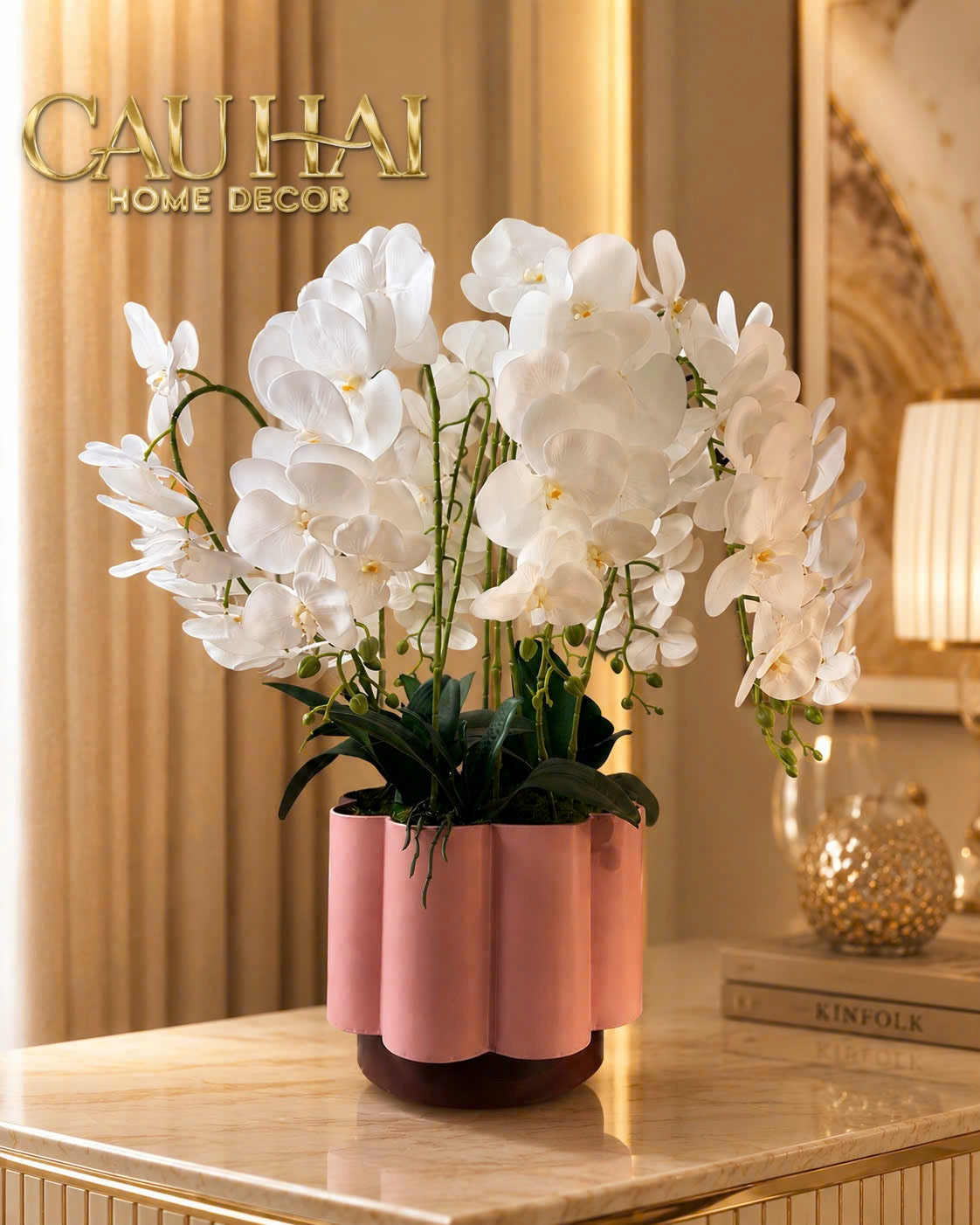 Chậu Lan Hồ Điệp Blanc Impérial H70-BÌNH HOA-CẬU HAI HOME DECOR