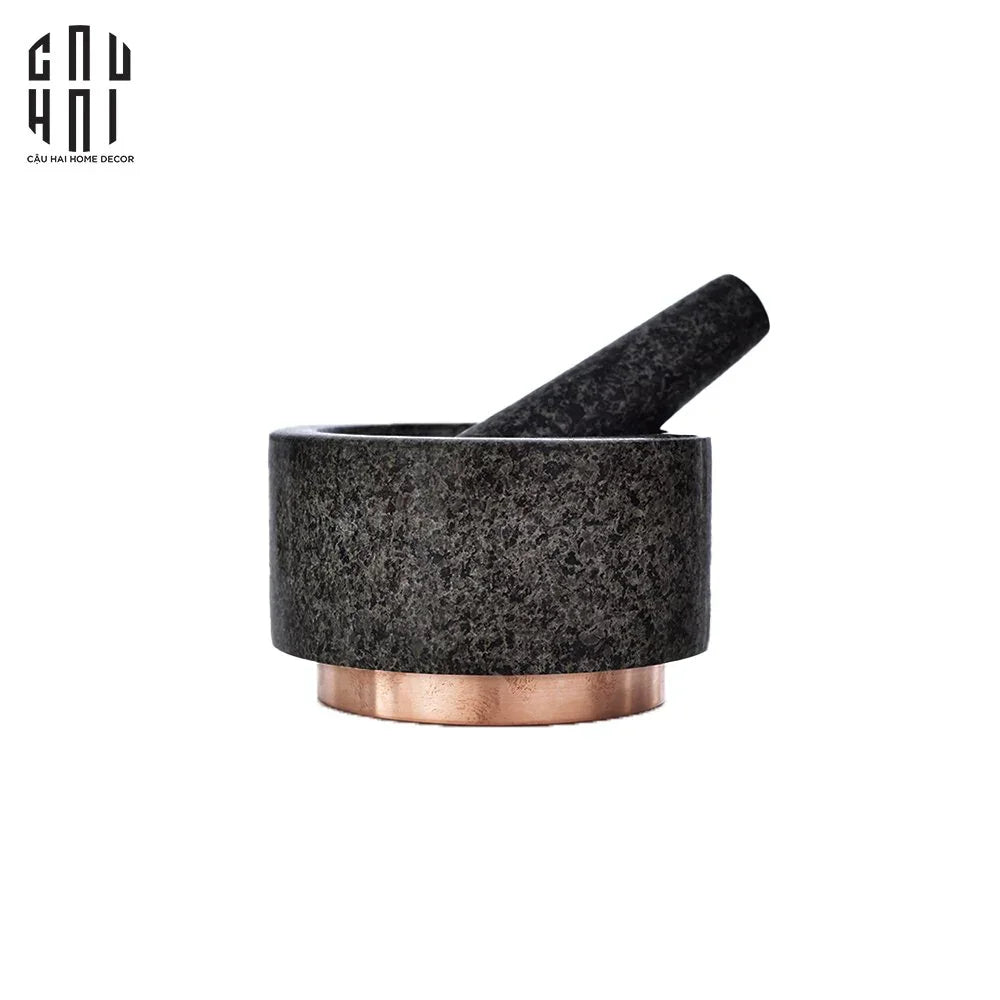 Cối Đá Black Marble Stone Ss25-CẬU HAI HOME DECOR