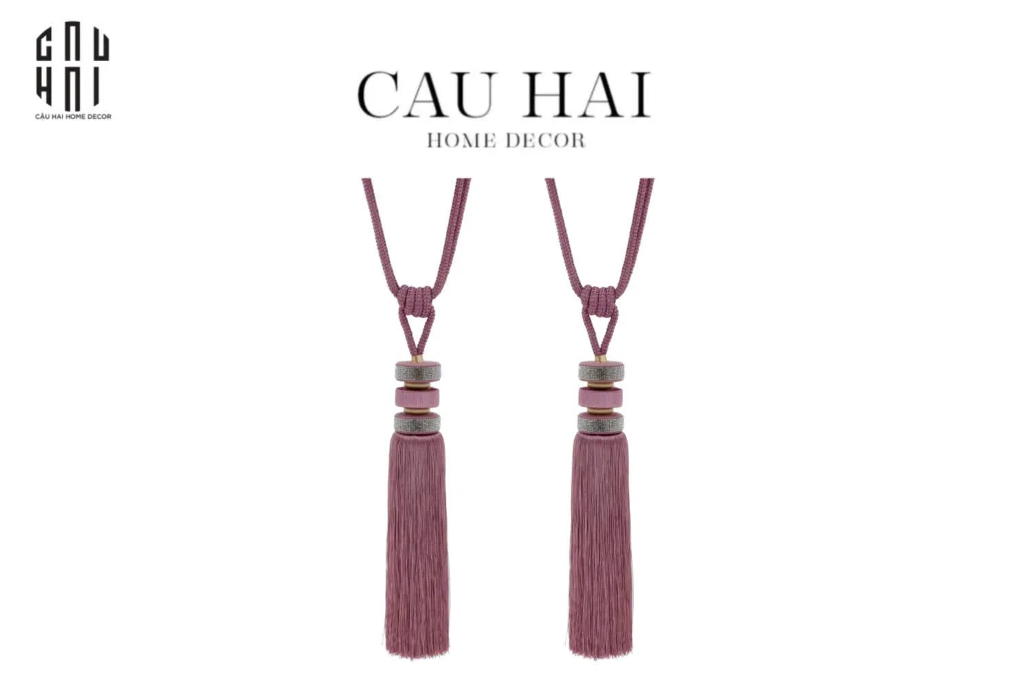 CỘT MÀN ĐÔI FUCHSIA BLING BLING TASSEL CURTAIN TIEBACK- 85CM-CẬU HAI HOME DECOR