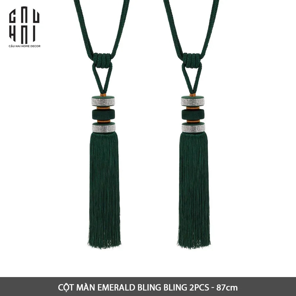 Cột Màn Emerald Bling Bling Tassel Curtain Tieback 2Pcs - 85Cm-CẬU HAI HOME DECOR