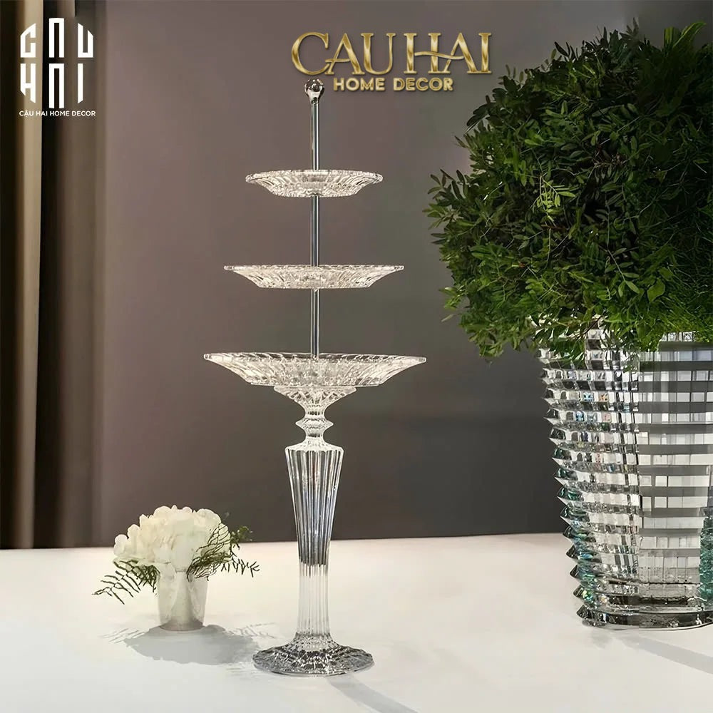 Cristallery Maison Couture - Đĩa Pha Lê 3 Tầng Impérial Scepter Serving Étagère zxx-Đĩa bánh tầng-CẬU HAI HOME DECOR