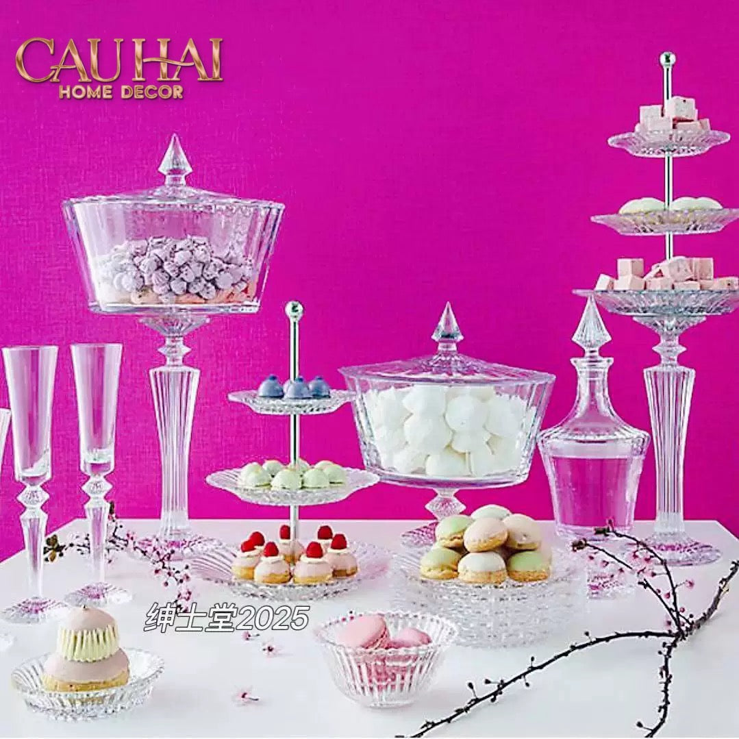 Cristallery Maison Couture - Đĩa Pha Lê 3 Tầng Impérial Scepter Serving Étagère zxx-Đĩa bánh tầng-CẬU HAI HOME DECOR