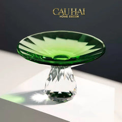 Critalleries Couture - Đĩa Trái Cây Pha Lê Emerald Vert Malachite Fruit Plates 9.5x15-CẬU HAI HOME DECOR