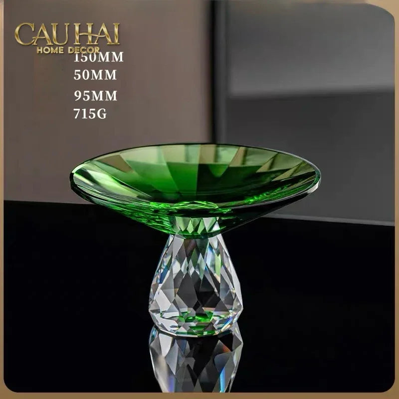 Critalleries Couture - Đĩa Trái Cây Pha Lê Emerald Vert Malachite Fruit Plates 9.5x15-CẬU HAI HOME DECOR