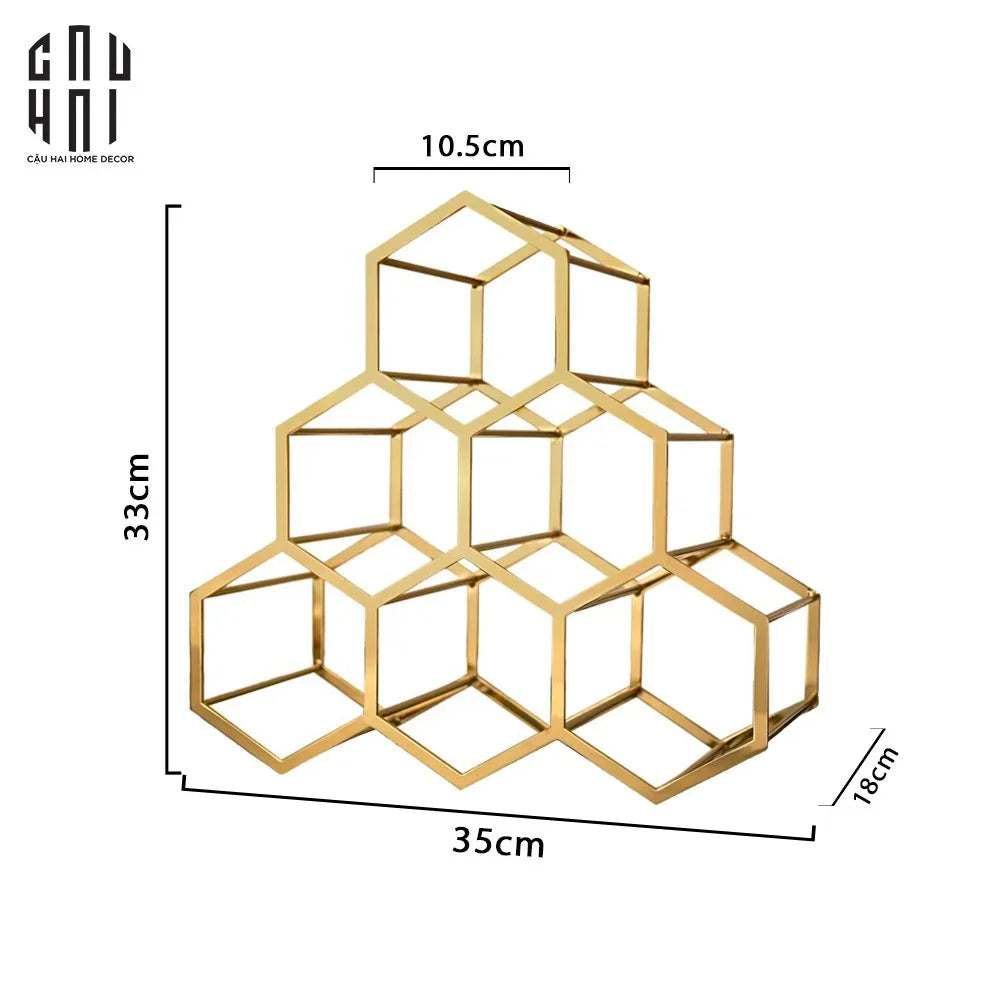ĐẾ ĐỠ RƯỢU VANG GOLDEN HEXAGON SS25-CẬU HAI HOME DECOR