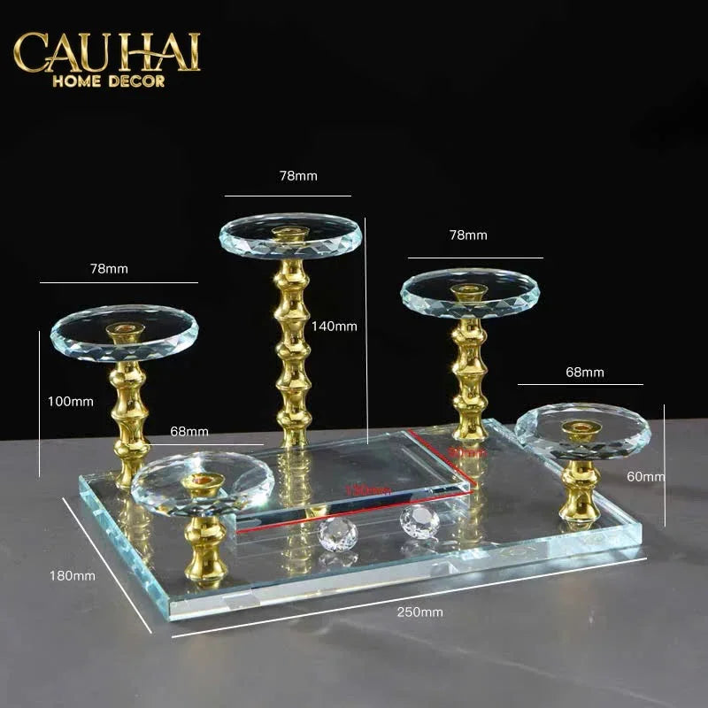 Đế Trụ Trưng Bày Pha Lê 1/3/5 Trụ - Golden Column Cristalleries Display Stand-CẬU HAI HOME DECOR