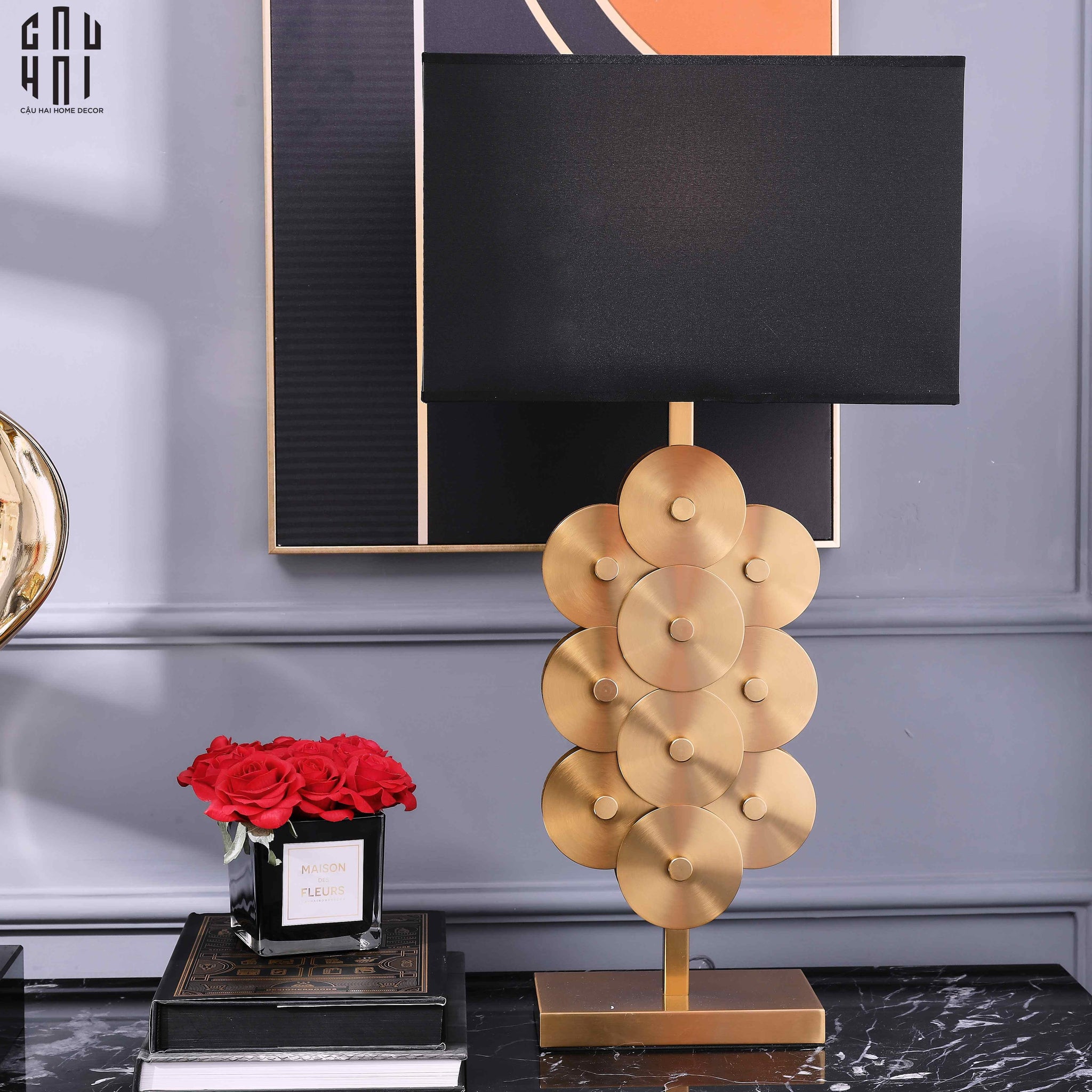 Đèn Bàn Léman - Léman Golden Side Table Lamp-CẬU HAI HOME DECOR
