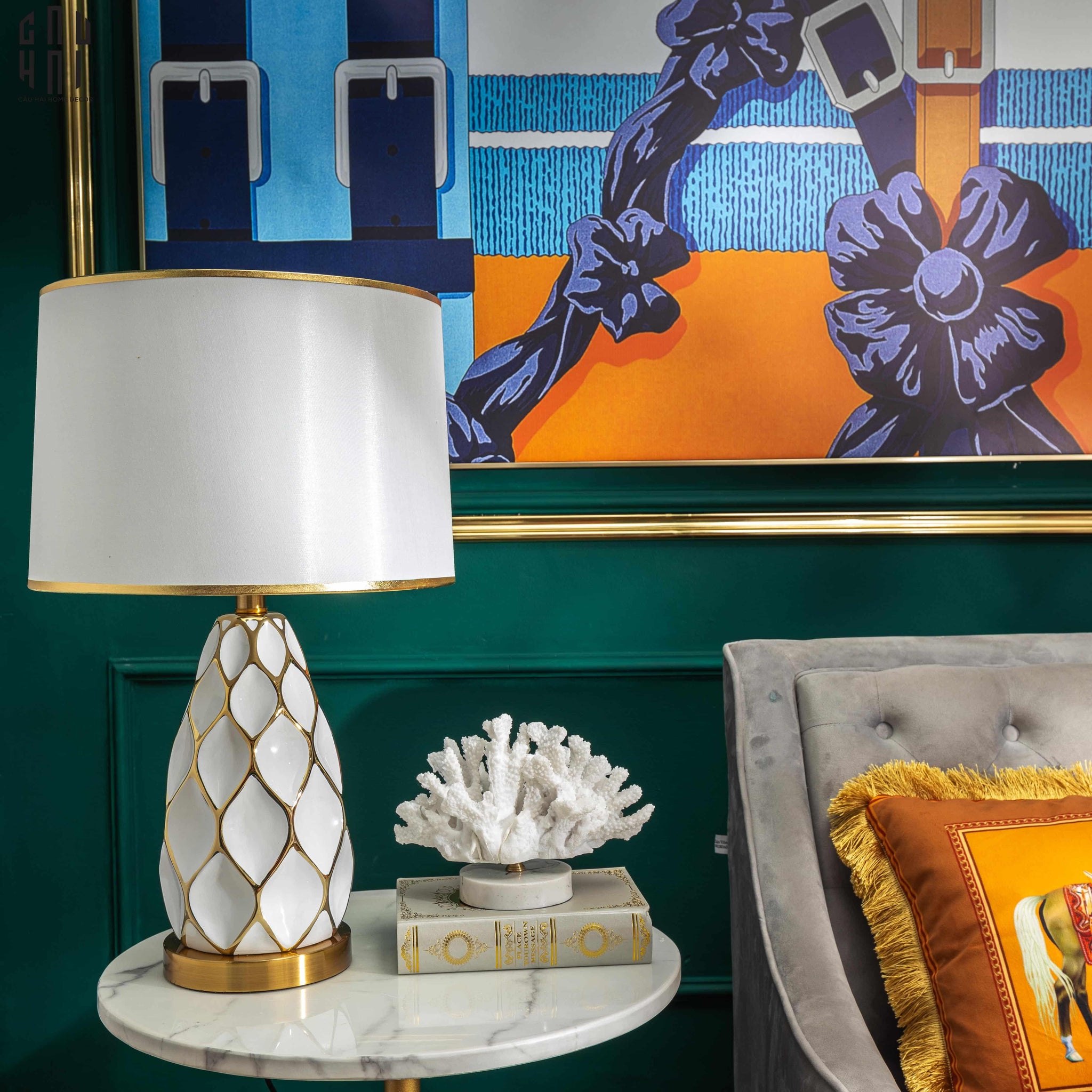 Đèn Bàn Martha - Martha Porcelain Side Table Lamp-ĐÈN BÀN-CẬU HAI HOME DECOR