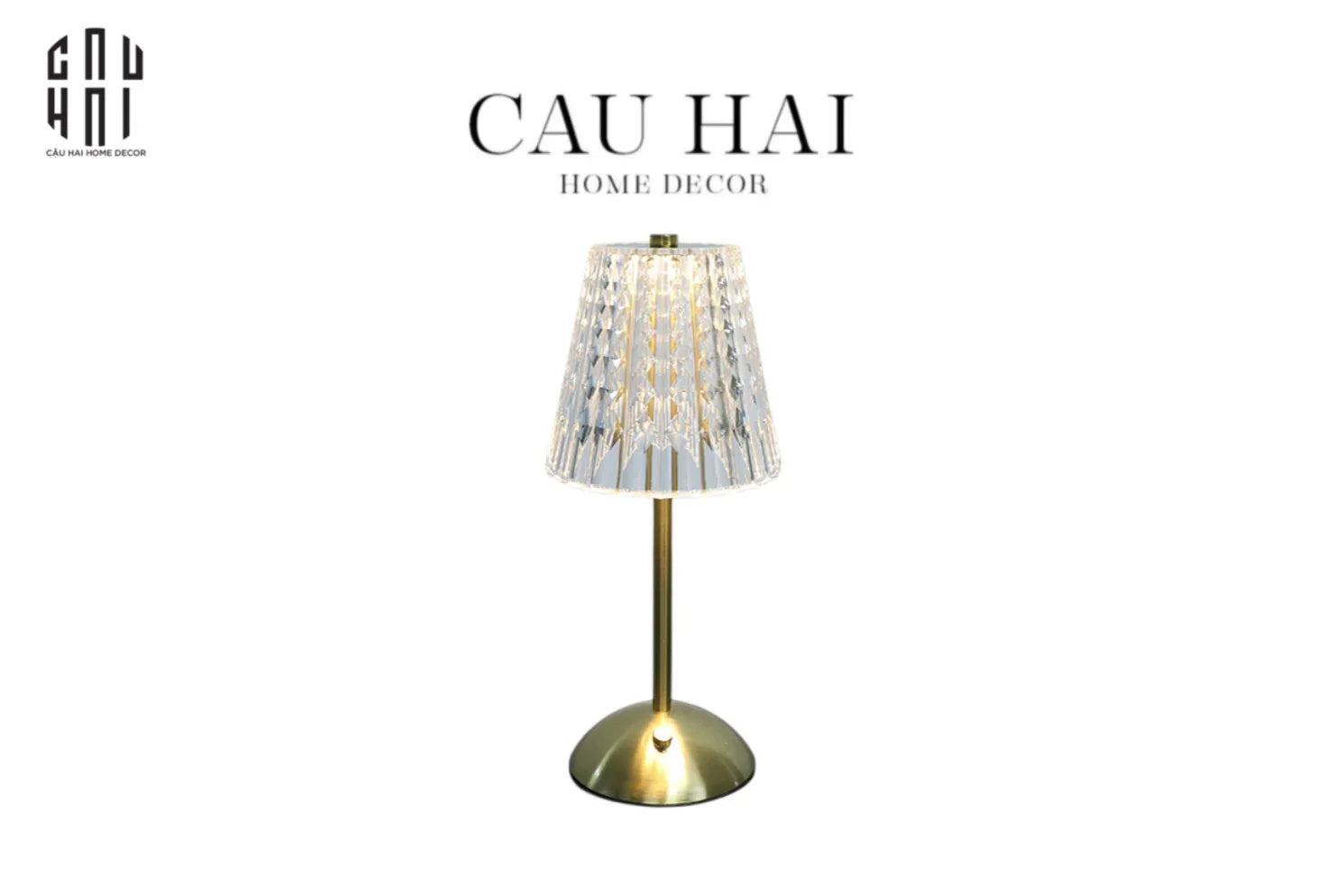 Đèn Bàn Pin Sạc 3 Chế Độ Acrylic Diamond Aurora Table Lamp 13x30-CẬU HAI HOME DECOR