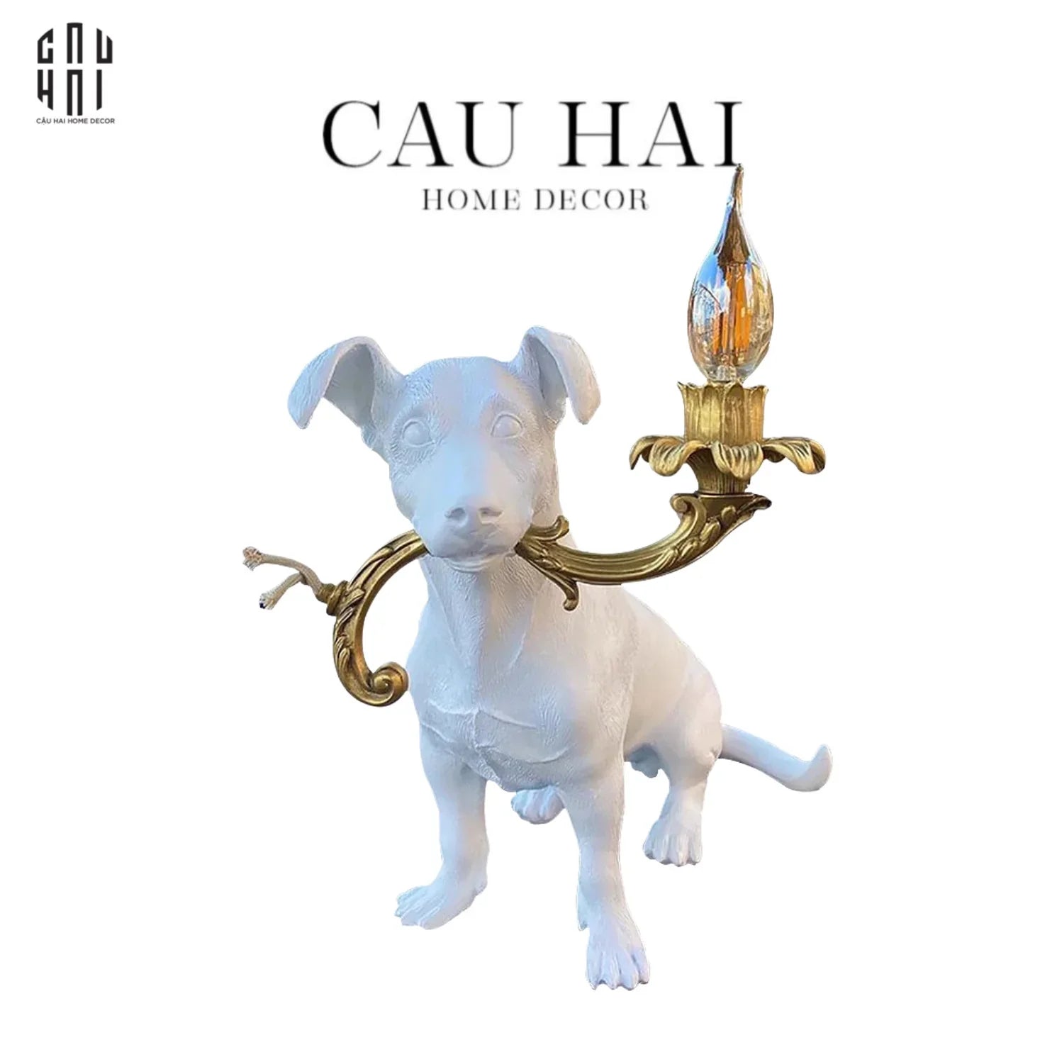 ĐÈN NGỦ ĐỂ BÀN CLENCHING WHITE PUPPY-CẬU HAI HOME DECOR