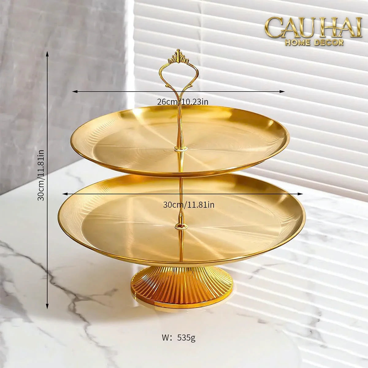 Đĩa 2 Tầng Kim Loại Éclat Lumière Étagère 2 Niveaux-CẬU HAI HOME DECOR