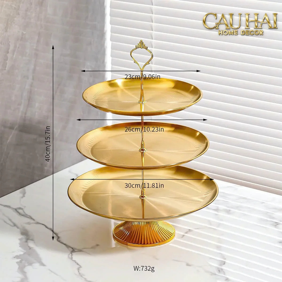 Đĩa 2 Tầng Kim Loại Éclat Lumière Étagère 2 Niveaux-CẬU HAI HOME DECOR