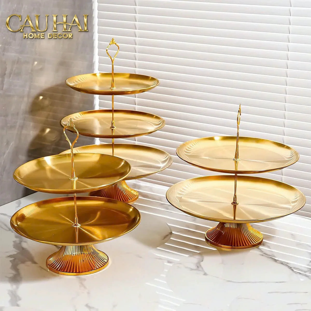 Đĩa 2 Tầng Kim Loại Éclat Lumière Étagère 2 Niveaux-SET CHÉN DĨA-Đối tác tại Trung Quốc theo từng đơn đặt hàng-CẬU HAI HOME DECOR