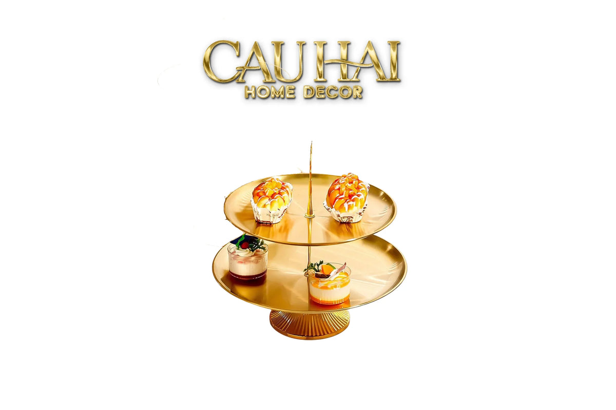Đĩa 2 Tầng Kim Loại Éclat Lumière Étagère 2 Niveaux-SET CHÉN DĨA-Đối tác tại Trung Quốc theo từng đơn đặt hàng-CẬU HAI HOME DECOR