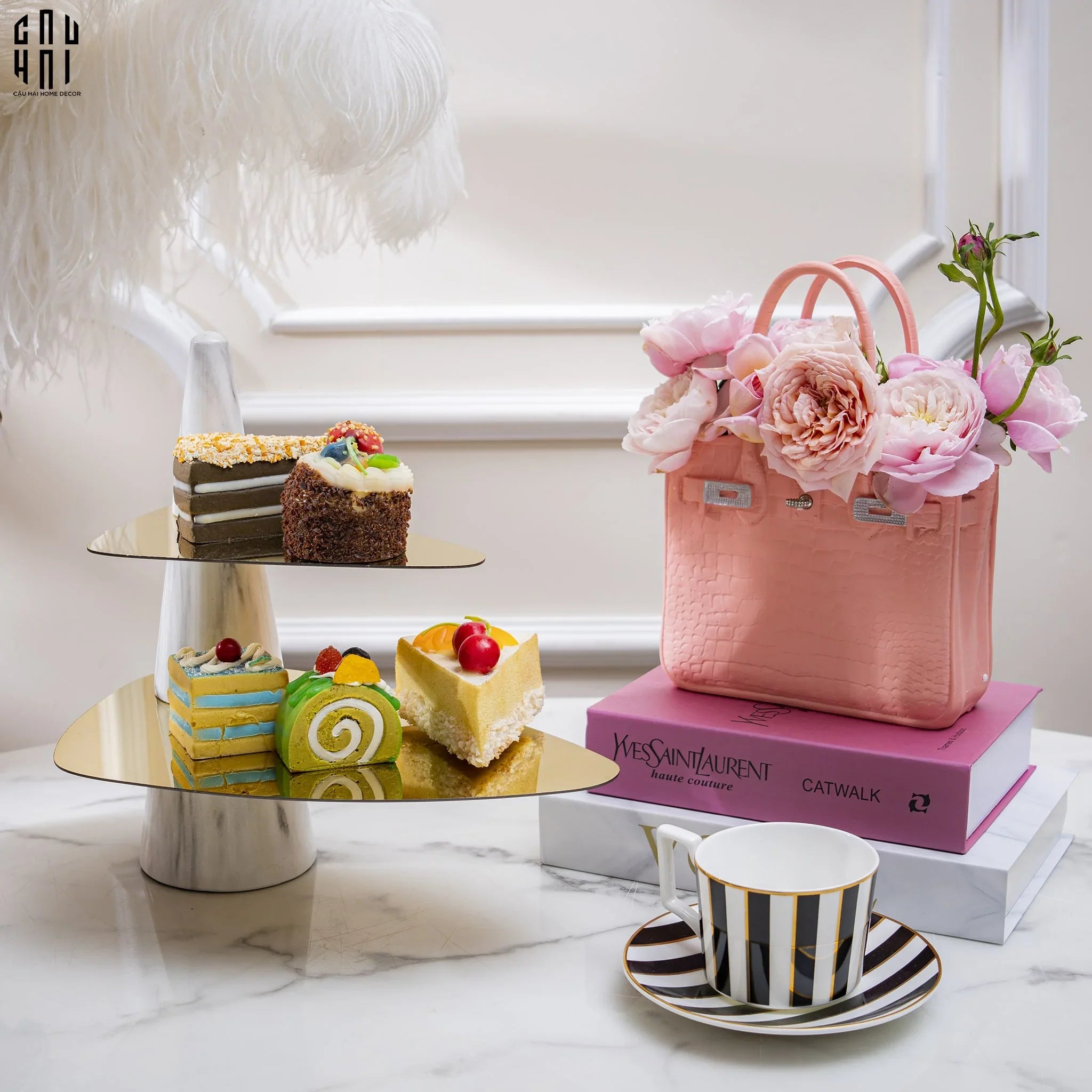 ĐĨA 2 TẦNG MARBLE MAXIM ÉTAGÈRE SS25-CẬU HAI HOME DECOR