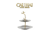 Đĩa 2 Tầng Platinum Elysian Golden Branch Canary Harmony - Étagère 2 Niveaux 26x30-LY THỦY TINH-CẬU HAI HOME DECOR
