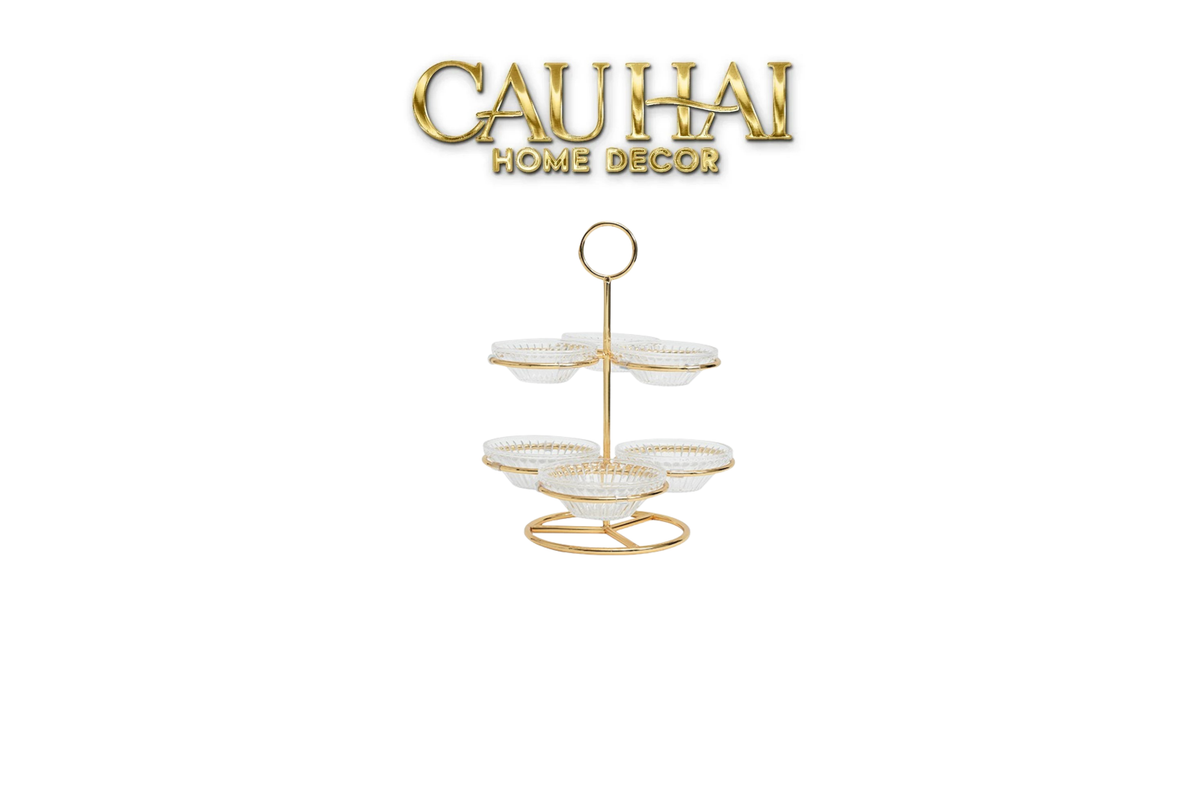 Đĩa Bánh 2 Tầng 6 Ngăn Cristalleries Le Couronne D'Or 33*28-Đĩa bánh tầng-CẬU HAI HOME DECOR