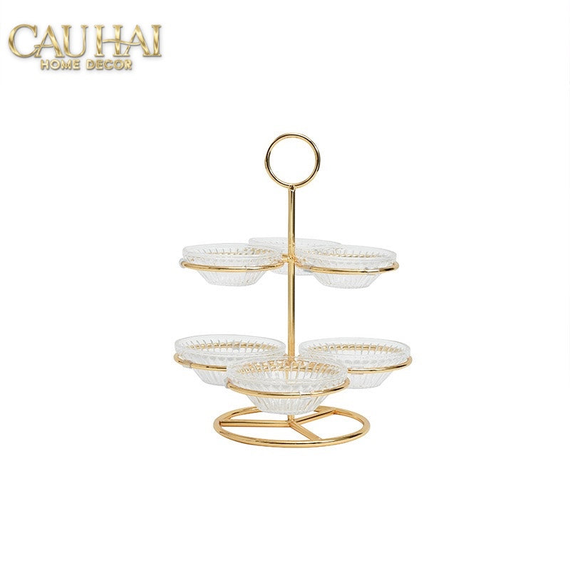 Đĩa Bánh 2 Tầng 6 Ngăn Cristalleries Le Couronne D'Or 33*28-Đĩa bánh tầng-CẬU HAI HOME DECOR-CẬU HAI HOME DECOR