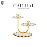 ĐĨA BÁNH 3 TẦNG CERAMIC GOLDEN LINES TEDDY BEARS SS25-CẬU HAI HOME DECOR