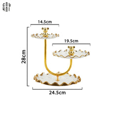 Đĩa Bánh 3 Tầng Ceramic Golden Lines Teddy Bears Ss25-CẬU HAI HOME DECOR