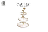 ĐĨA BÁNH 3 TẦNG GINKGO BLANC-CẬU HAI HOME DECOR