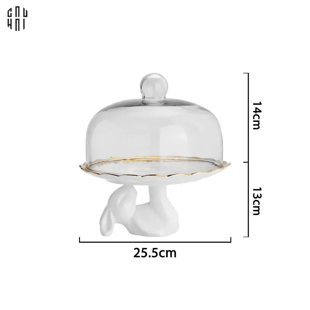Đĩa Bánh Cloche Lapin Céramique Plateau-SET CHÉN DĨA-CẬU HAI HOME DECOR