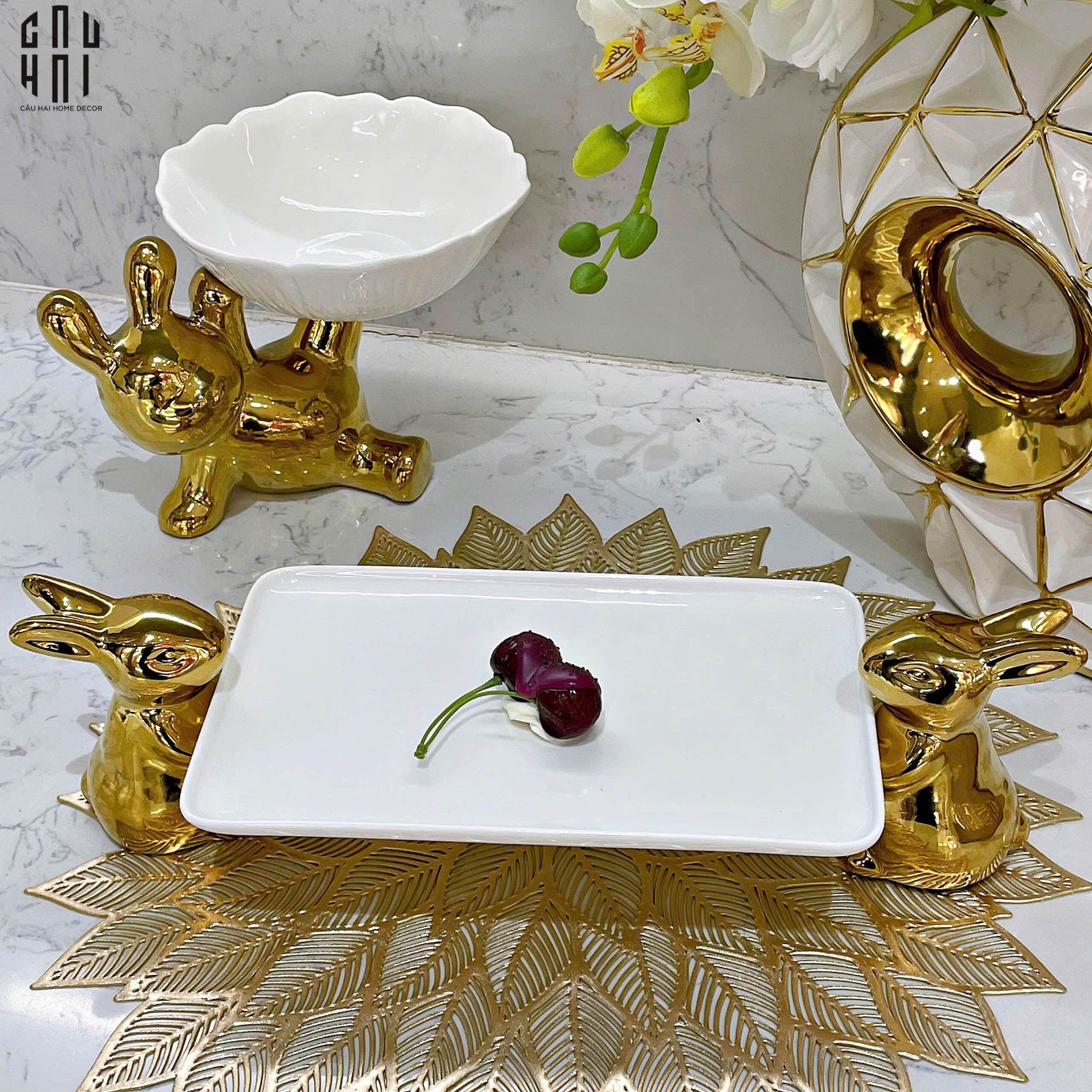 Đĩa Dessert Les Petits Lapins Portants-CẬU HAI HOME DECOR