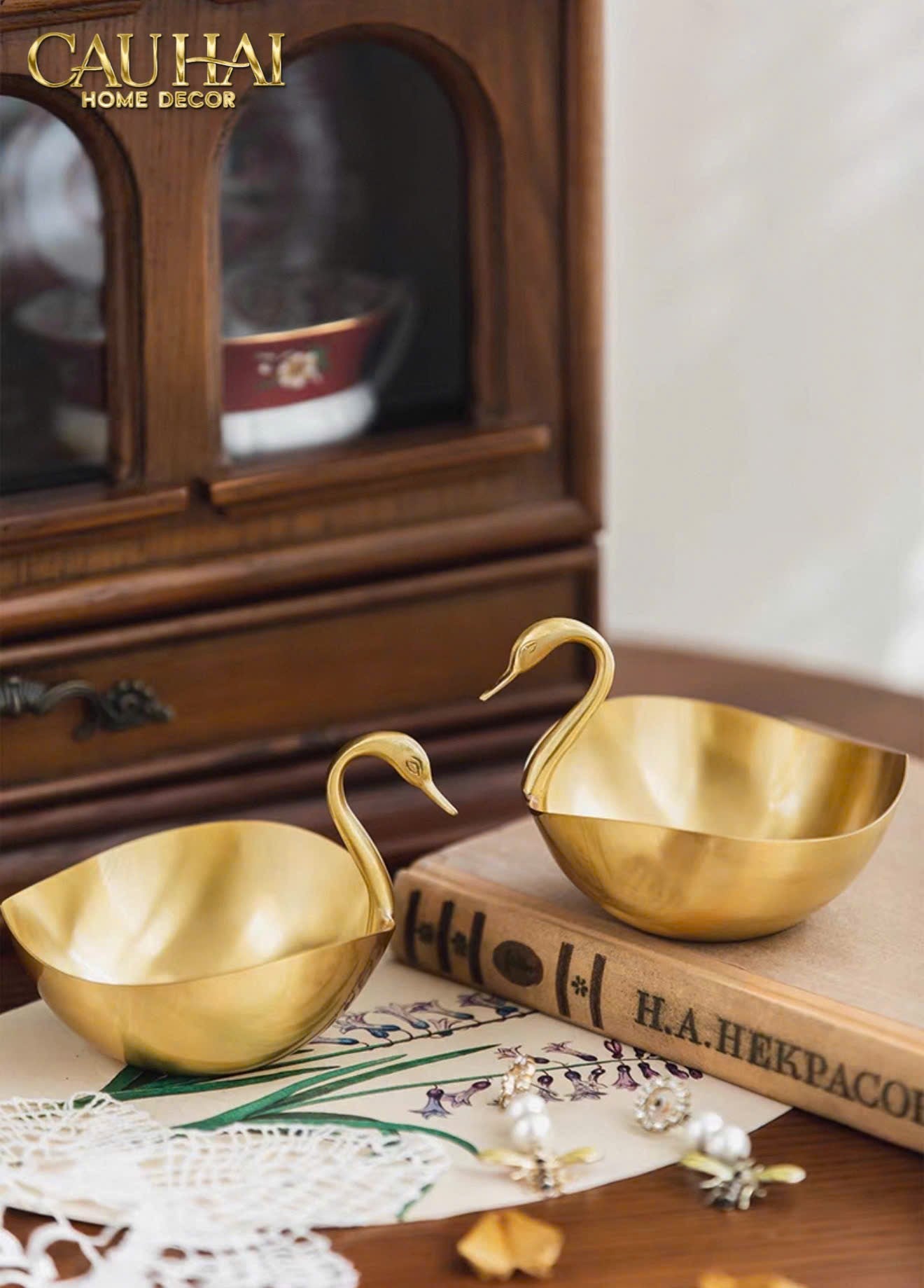 HOME COUTURE - ĐĨA ĐỒNG SWAN D'OR BRASS BOWL-CẬU HAI HOME DECOR