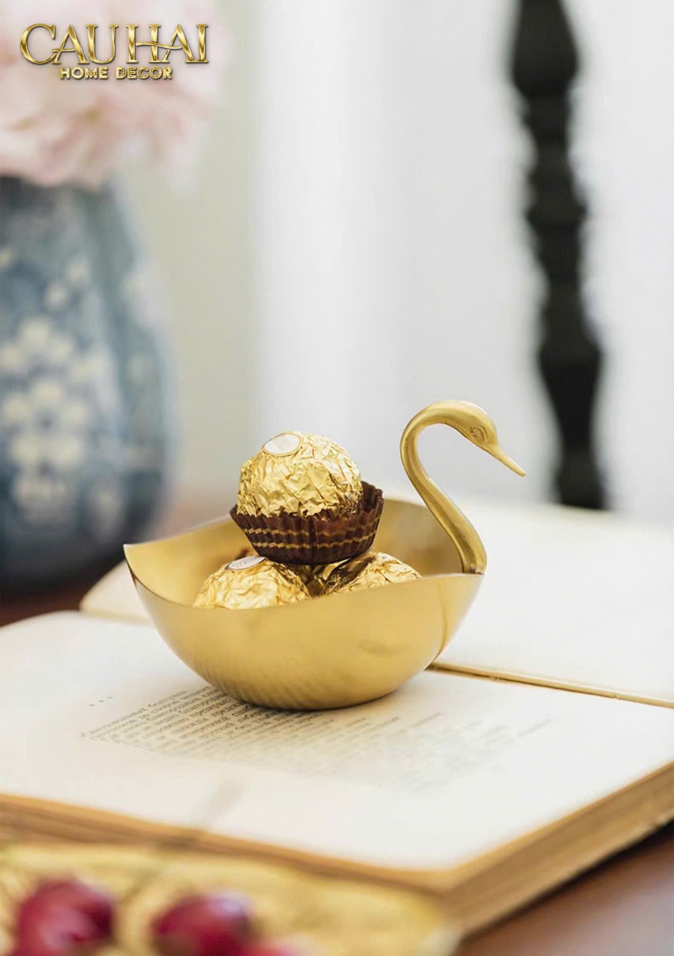 HOME COUTURE - ĐĨA ĐỒNG SWAN D'OR BRASS BOWL-CẬU HAI HOME DECOR