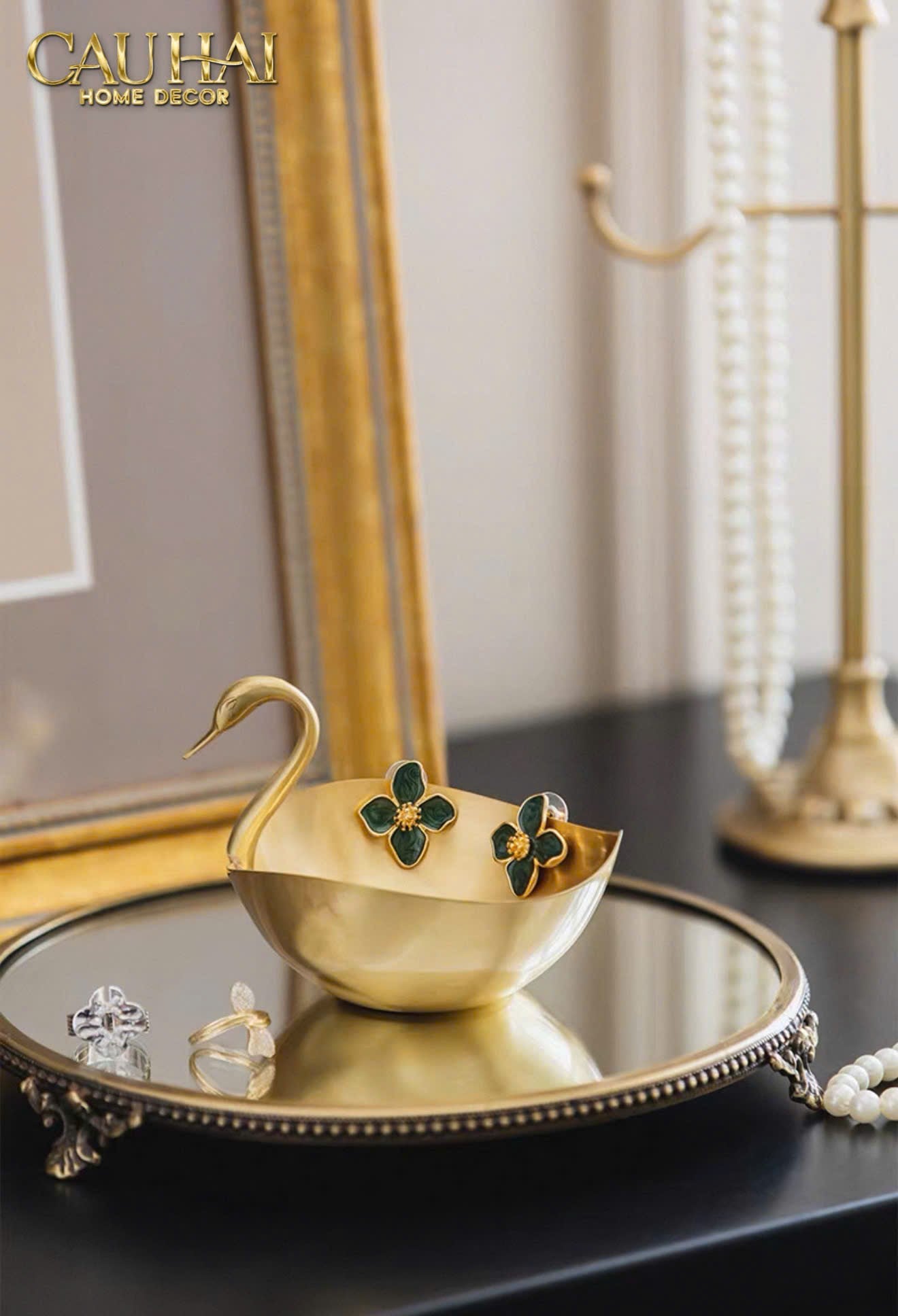 HOME COUTURE - ĐĨA ĐỒNG SWAN D'OR BRASS BOWL-CẬU HAI HOME DECOR