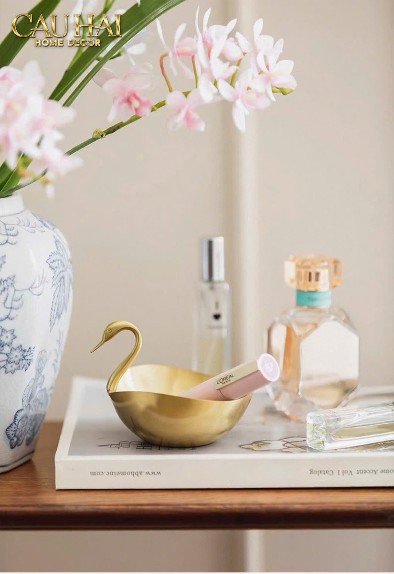 HOME COUTURE - ĐĨA ĐỒNG SWAN D'OR BRASS BOWL-CẬU HAI HOME DECOR