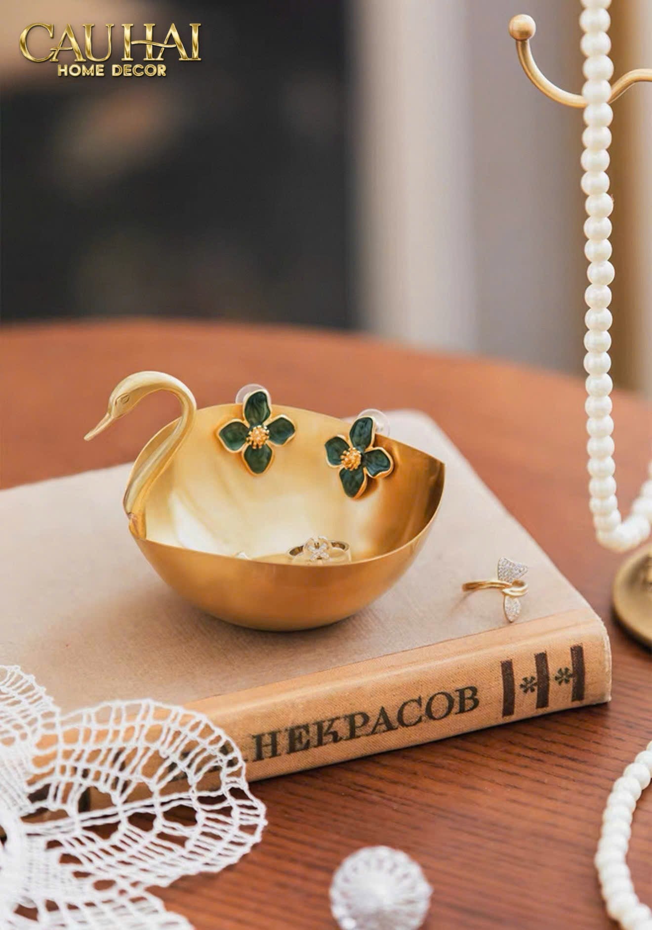 HOME COUTURE - ĐĨA ĐỒNG SWAN D'OR BRASS BOWL-CẬU HAI HOME DECOR