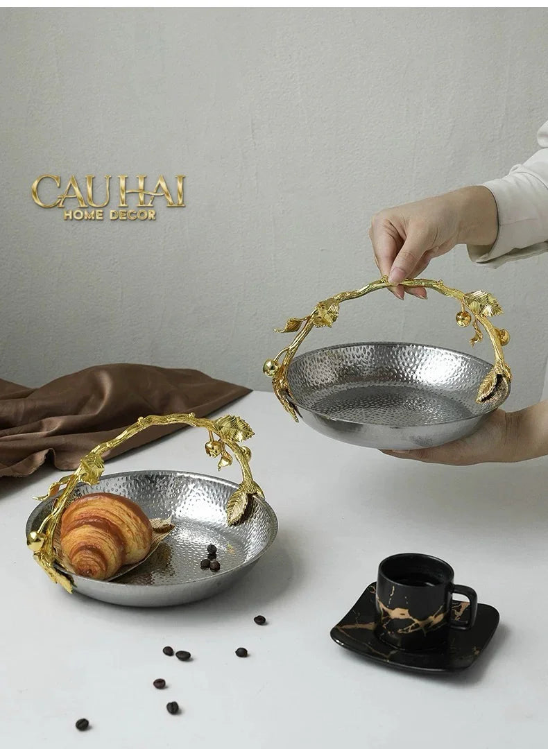 Đĩa Giỏ Trái Cây Platinum Elysian Fruit Decoratives Tray 13.5x21-CẬU HAI HOME DECOR