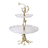 Maison Couture - Đĩa Pha Lê 2 Tầng Thân Cây Đồng Elysian Brasson Branch Indira Atelier 30x42.5-Đĩa Trái Cây-CẬU HAI HOME DECOR-CẬU HAI HOME DECOR