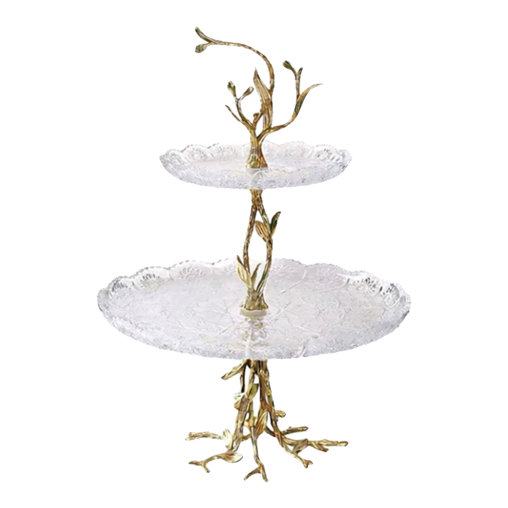 Maison Couture - Đĩa Pha Lê 2 Tầng Thân Cây Đồng Elysian Brasson Branch Indira Atelier 30x42.5