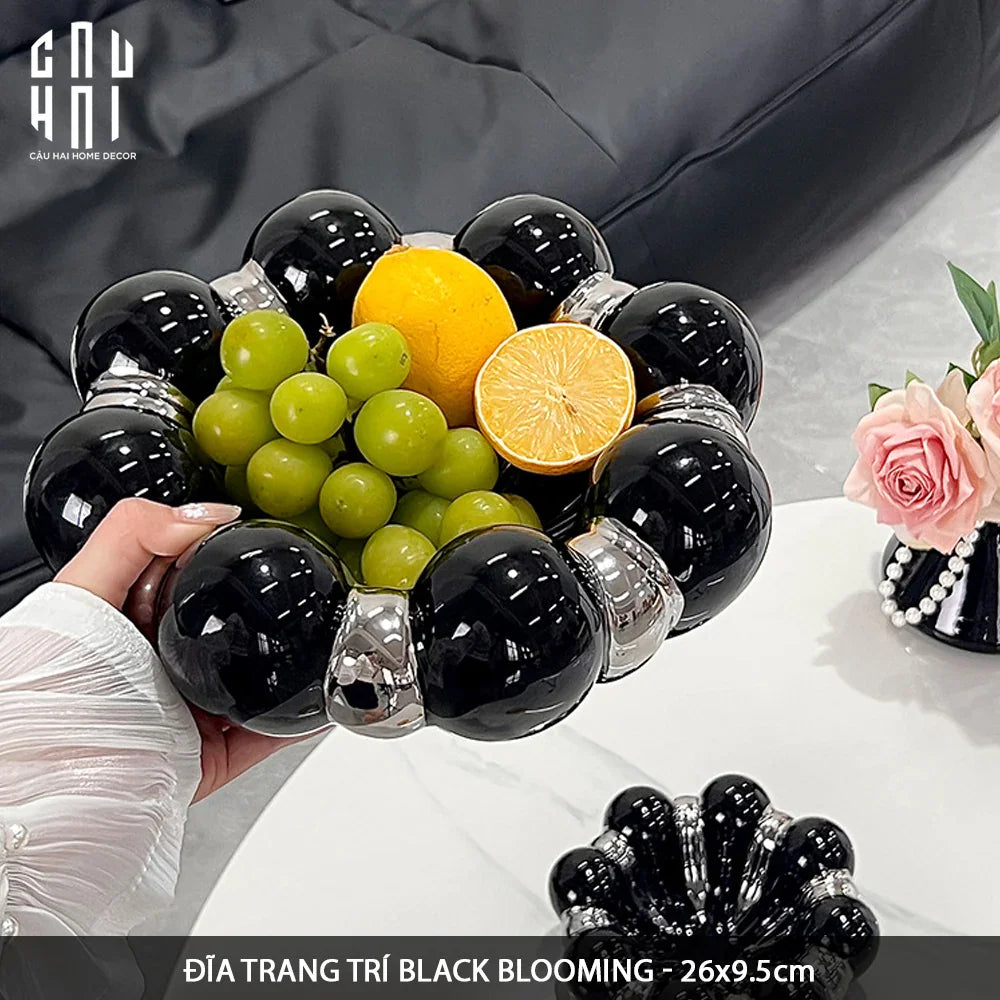 Đĩa Trái Cây Gốm Sứ - Savoir Argent Blooming Fruit Bowl-CẬU HAI HOME DECOR