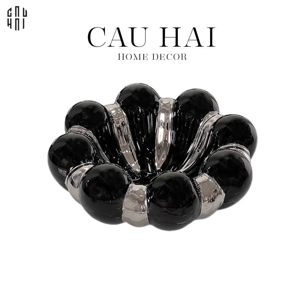 Đĩa Trái Cây Gốm Sứ - Savoir Argent Blooming Fruit Bowl-Hoa Lụa-CẬU HAI HOME DECOR
