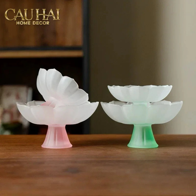 Đĩa Trái Cây Pha Lê Lưu Ly Blanc Jade Dynasty Lotus-CẬU HAI HOME DECOR