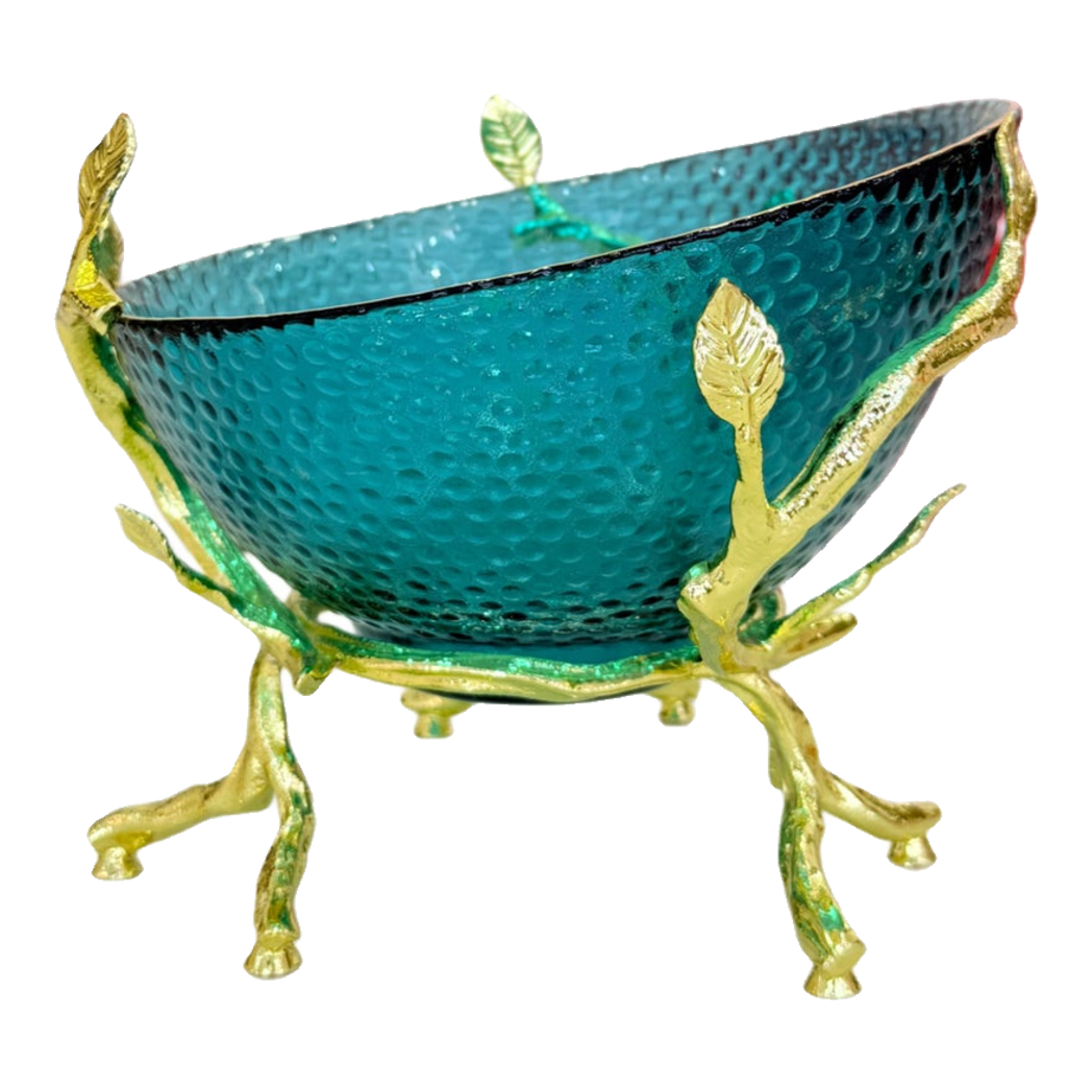 Đĩa Trái Cây Thuỷ Tinh Carribean Mermaid Blue Coral 15x17
