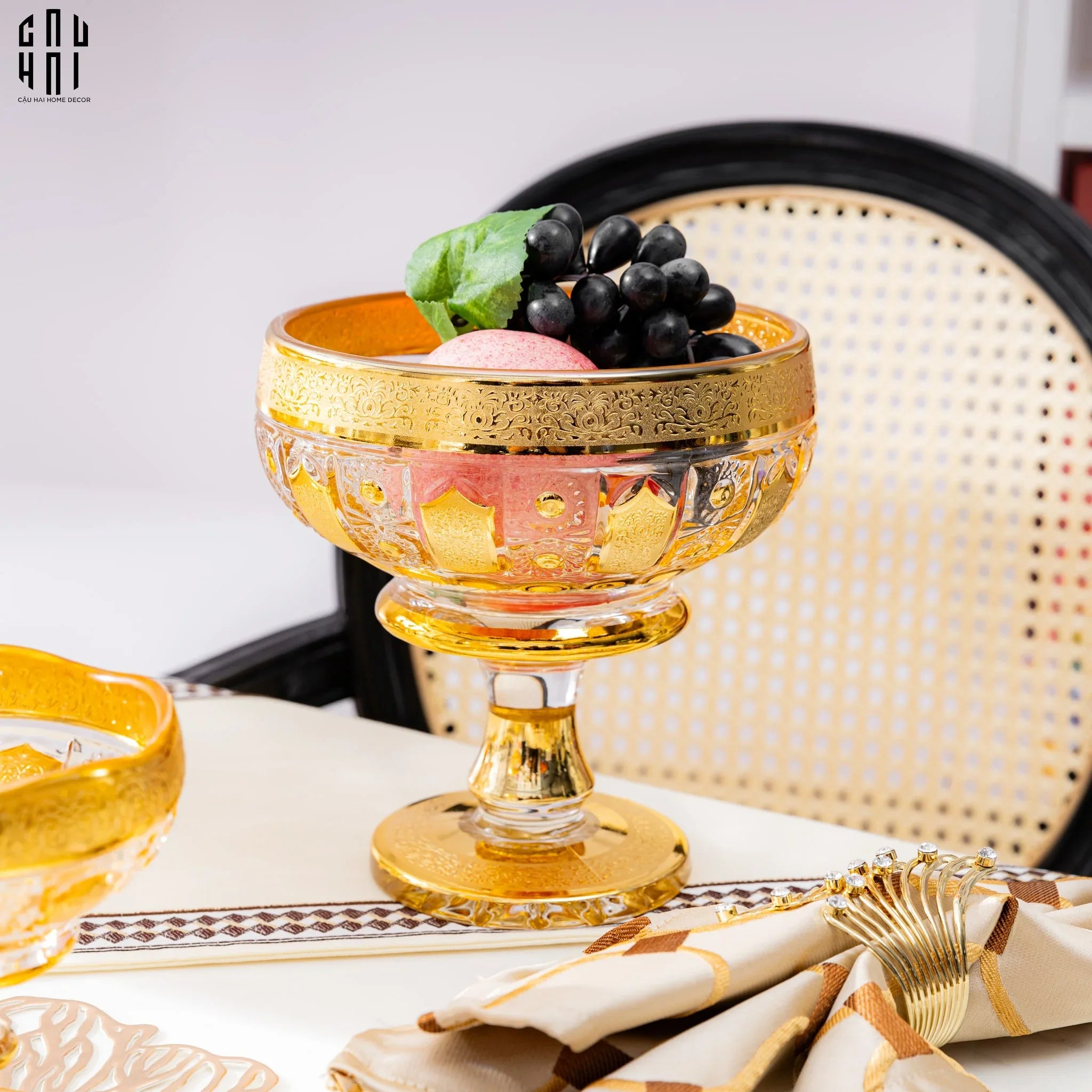 ĐĨA TRÁI CÂY THUỶ TINH JAVIER - L SS25-CẬU HAI HOME DECOR