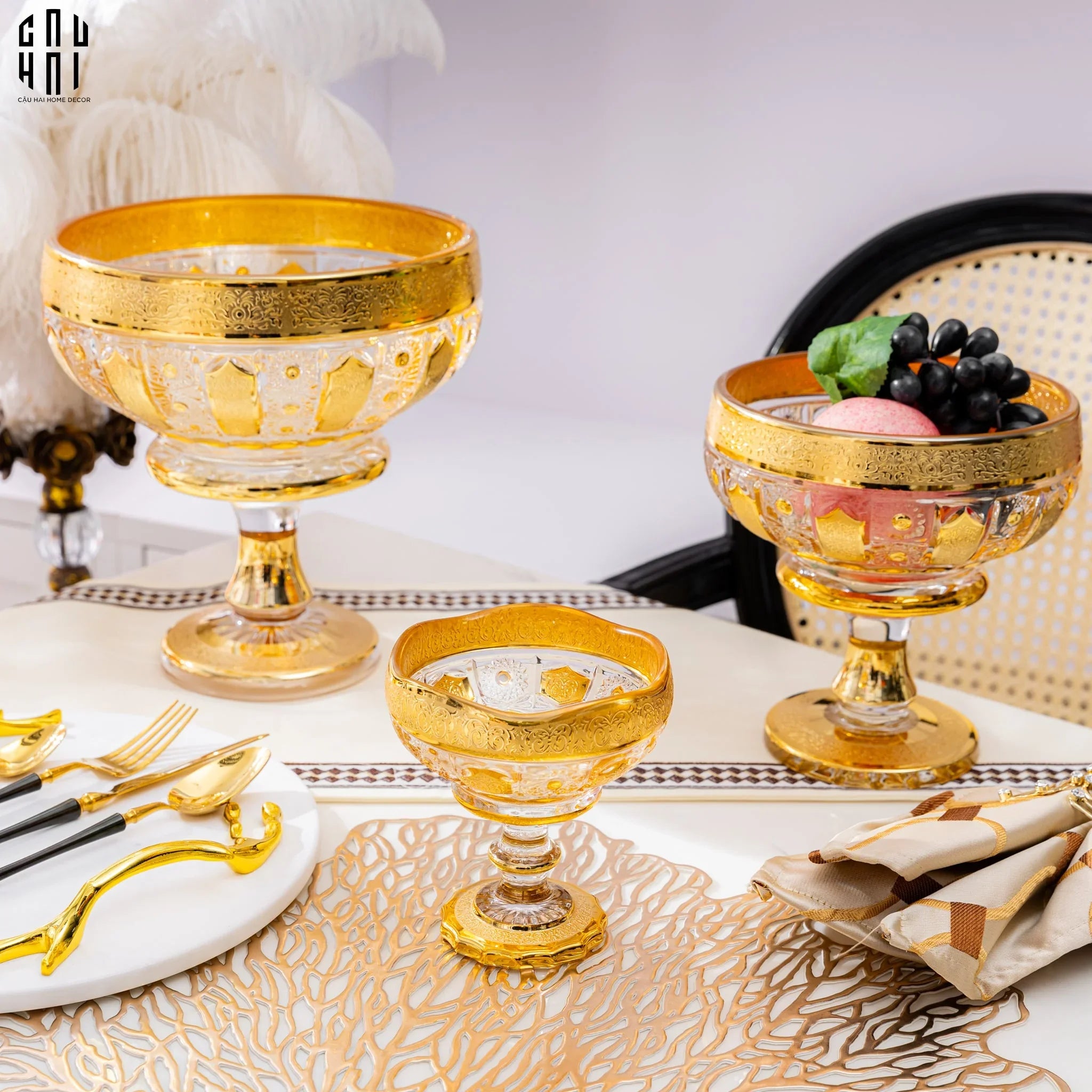 ĐĨA TRÁI CÂY THUỶ TINH JAVIER - L SS25-CẬU HAI HOME DECOR